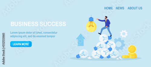 Business fail, aspiration to success. Effort to invent new innovation, motivation to success. Businessman learn from mistake. Finding new solutions, generating ideas, solving problems. Brainstorming