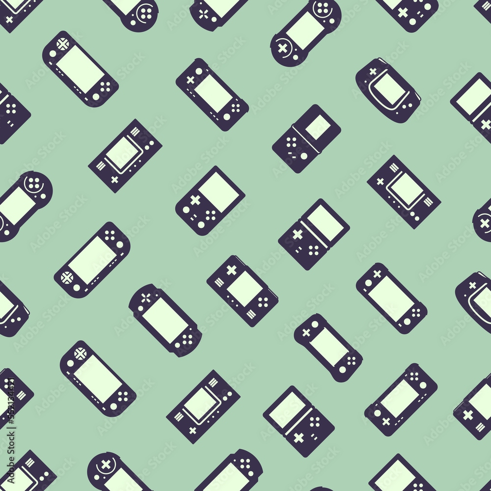 Seamless Pattern of Handheld Game Console Icons In Glyph Style Seamless Pattern of Handheld Game Console Icons In Glyph Style