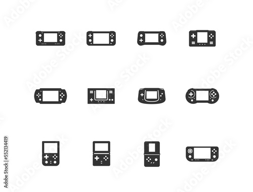 Handheld Game Console Icon Set In Glyph Style