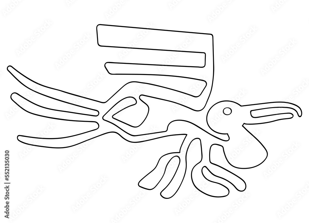 Obraz premium Geoglyph of the pelican from Nazca on transparent background