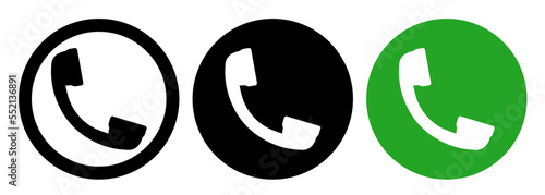 Handset. Black, red and green icons isolated on white background.