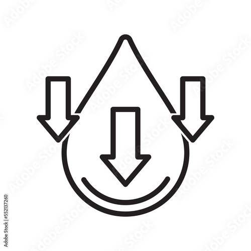 low water level icon with arrows, line vector