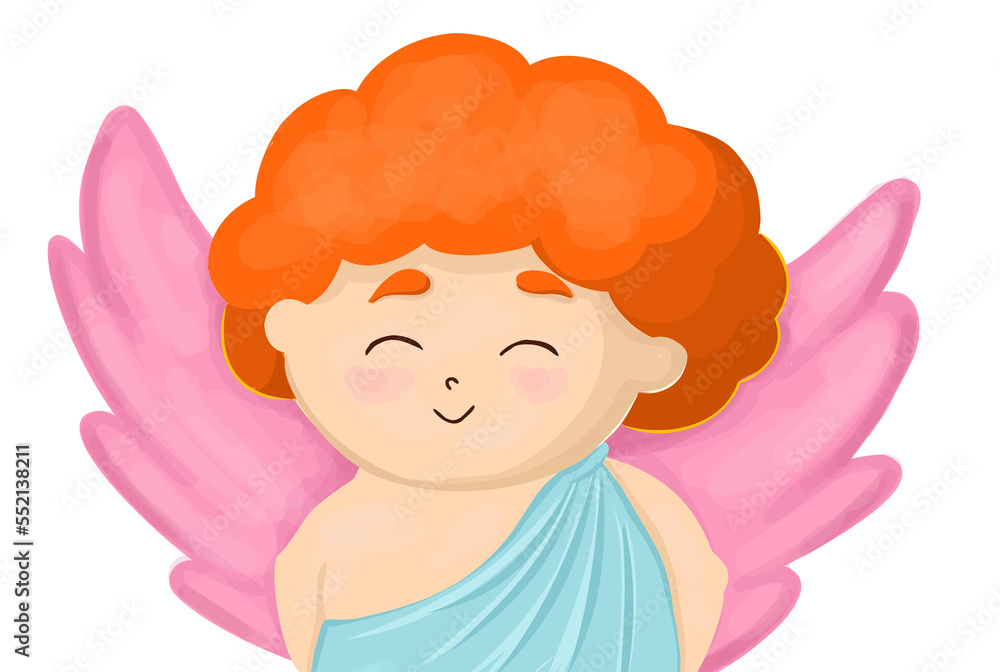 cupid's little helper. cute cupid character with wings. valentine's day angel portrait