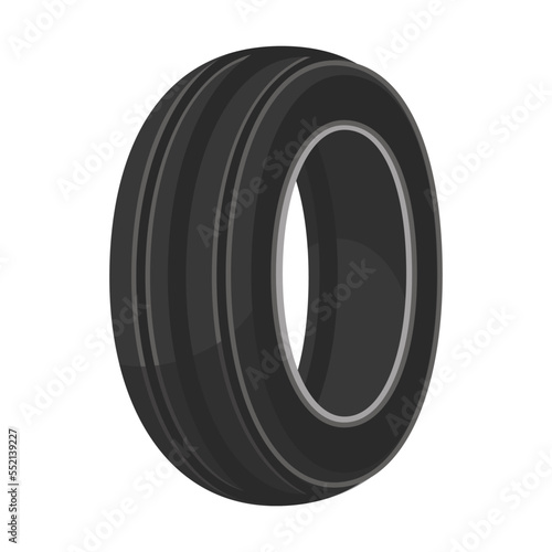 Wheel and tire. Cartoon vector illustration of rubber tire with tread pattern, wheel rim for automobile isolated on white