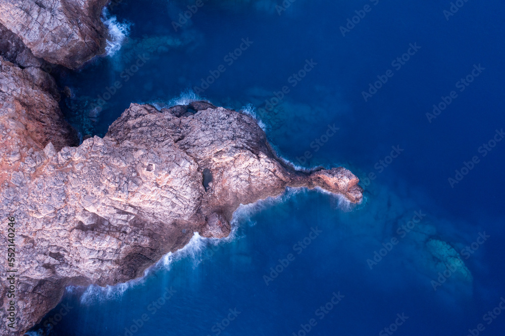 Fototapeta premium aerial views with 4k drone, centinal direction of rocks and sea.