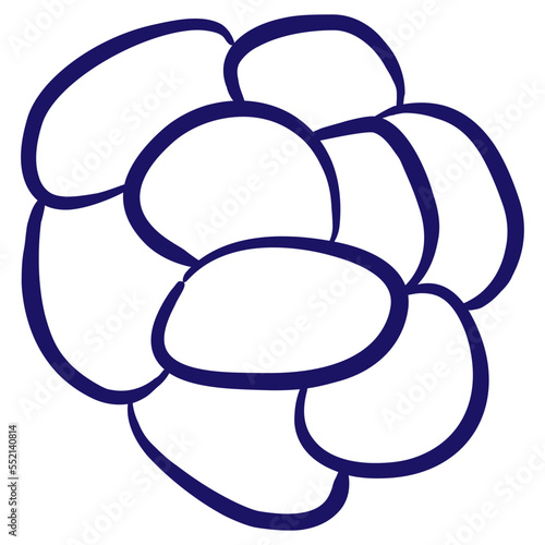 Subcutaneous fat cells minimal vector icon drawn with brush line. Blue linear medical pictogram isolated on transparent background
