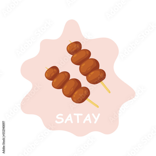 Satay Indonesia Food. Design with cartoon.