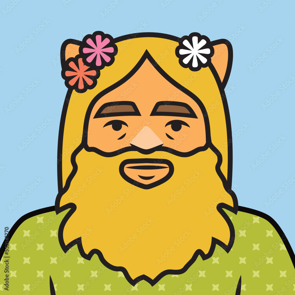 Dusty cat character avatar hippie bearded man Dusty cat character avatar hippie bearded man