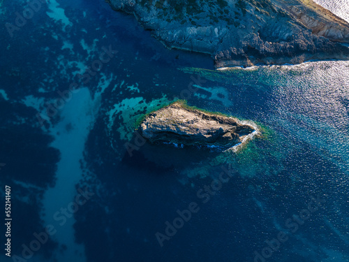 aerial views with 4k drone  centinal direction of rocks and sea.