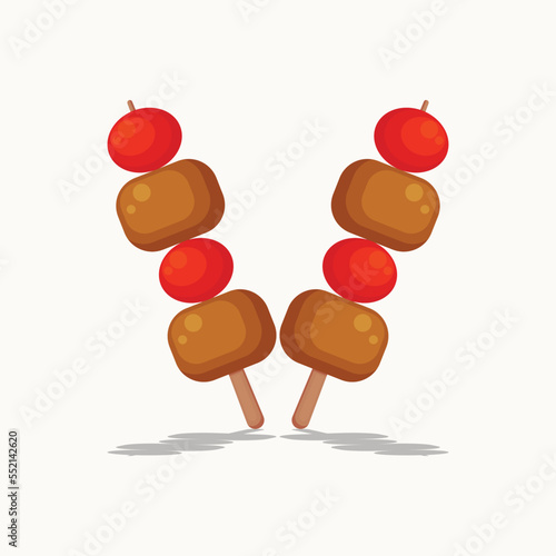 Satay Indonesia Food. Design with cartoon.