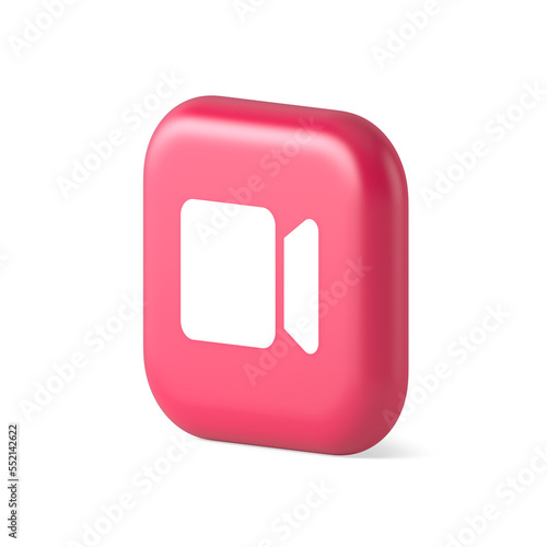 Camera photo video shooting multimedia content creation pink button 3d  realistic isometric icon Stock Illustration | Adobe Stock