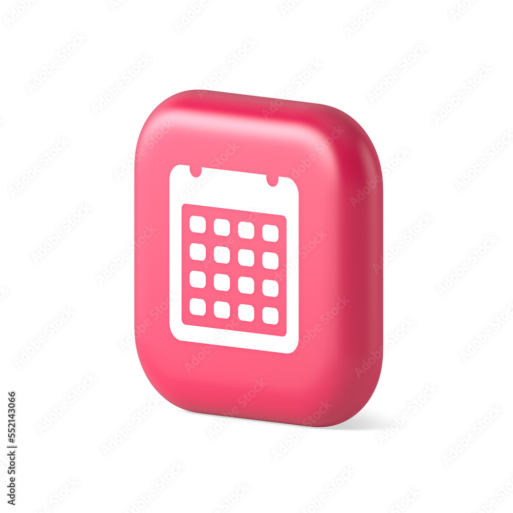 Calendar schedule button agenda event appointment reminder 3d realistic isometric icon Calendar schedule button agenda event appointment reminder 3d realistic isometric icon