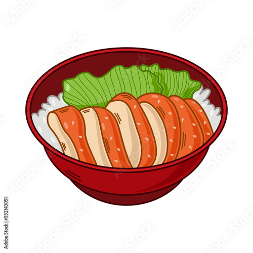 cartoon chicken teriyaki, japanese food vector isolated on white background