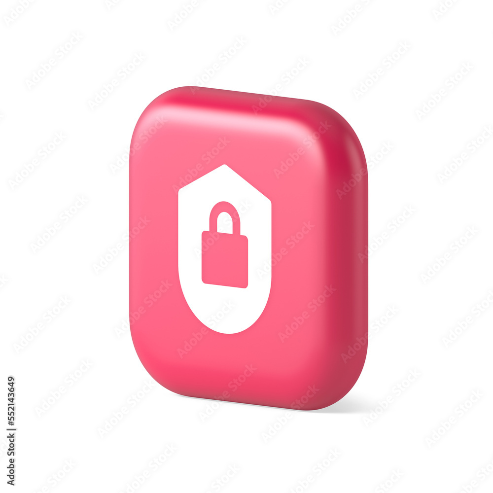 Lock shield security button privacy blocked password service web app 3d realistic isometric icon Lock shield security button privacy blocked password service web app 3d realistic isometric icon