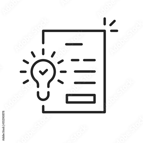 document with light bulb like patent icon