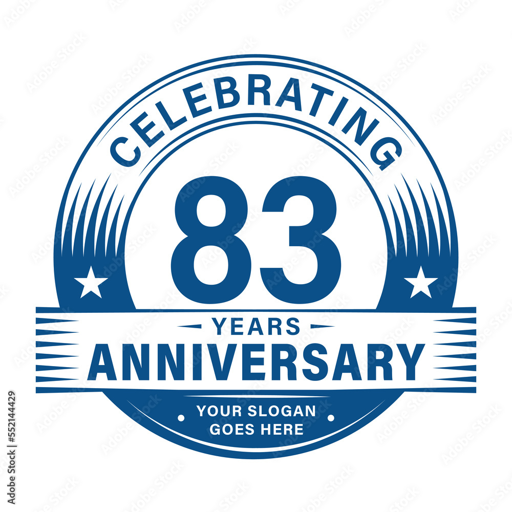 Fototapeta premium 83 years anniversary celebration design template. 83rd logo. Vector and illustrations.
