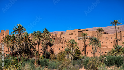 Ancient Kasbah near the city of Tinghir - a beautiful oasis on the Todra River in the Atlas Mountains, Morocco.
