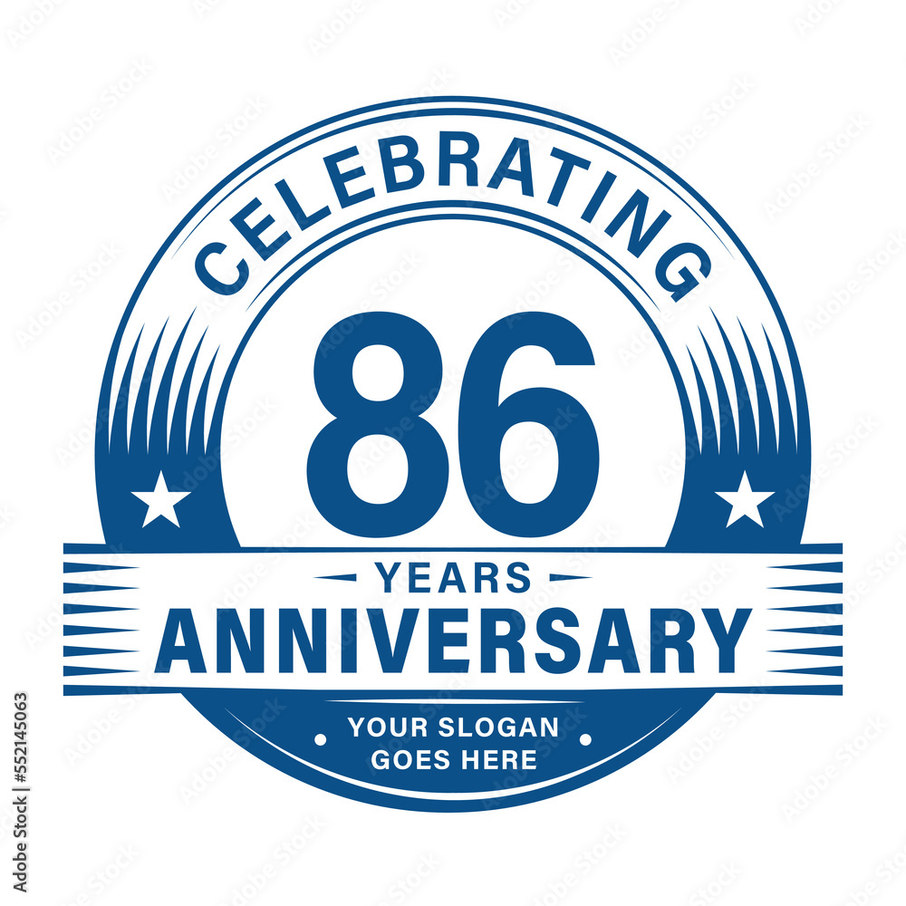 Fototapeta premium 86 years anniversary celebration design template. 86th logo. Vector and illustrations.