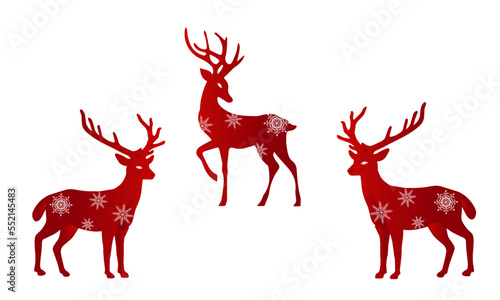  Santa's festive deer, moose. Decorated with snowflakes. Festive decor