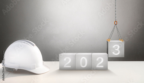 Canvas Print Happy New Year 2023 Construction and Industry