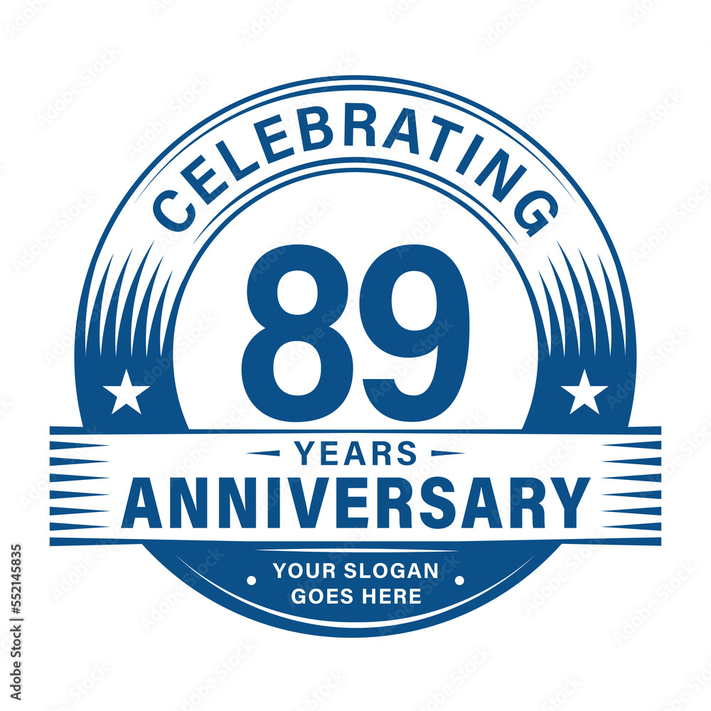 Fototapeta premium 89 years anniversary celebration design template. 89th logo. Vector and illustrations.