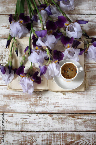 cup of coffee and flowers