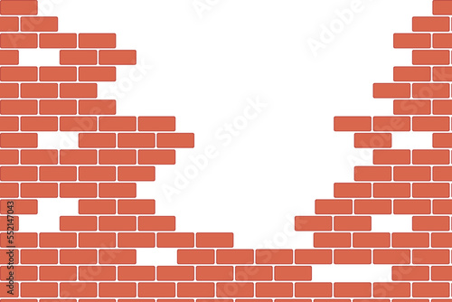 Destroyed Brick wall  incomplete brickwork. Industrial abstract background for construction sites  building materials stores  brick factories. Vector illustration