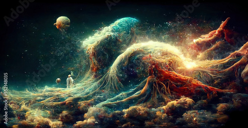 Creation of the universe with stars galaxies and nebulae