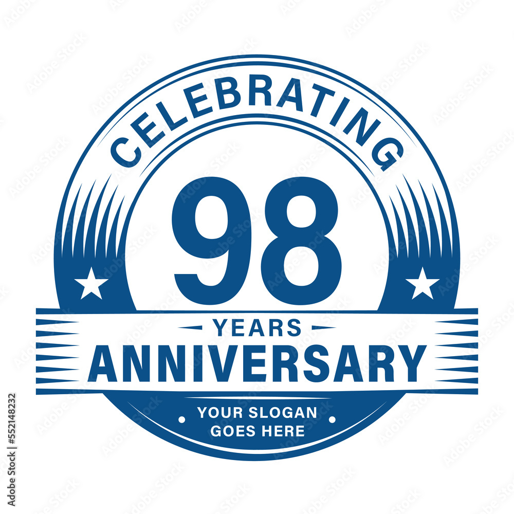 Fototapeta premium 98 years anniversary celebration design template. 98th logo. Vector and illustrations.