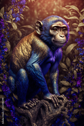 Ape in jungle. Generative Ai