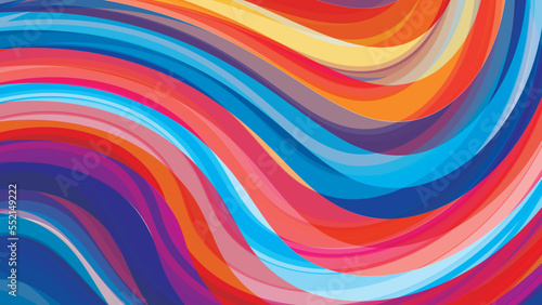 Artistic background with mixed multicolor curved stripes. Saturated pattern
