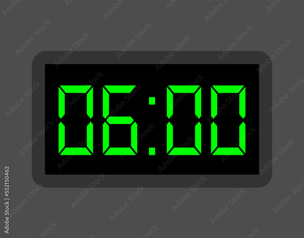 6 hours digital clock. Alarm clock design for schedule. Timer icon with digital numbers for appointments and business 6 hours digital clock. Alarm clock design for schedule. Timer icon with digital numbers for appointments and business