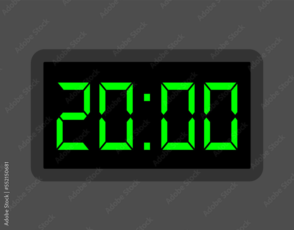 20 hours digital clock. Alarm clock design for schedule. Timer icon with digital numbers for appointments and business 20 hours digital clock. Alarm clock design for schedule. Timer icon with digital numbers for appointments and business