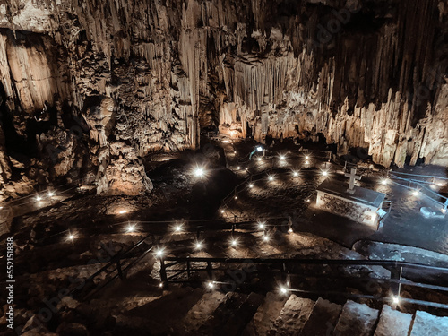 light in melidoni cave, crete, greece