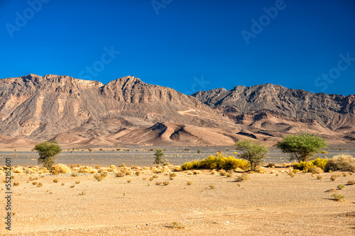 Beautiful desert mountain landscape of Anti-Atlas, Lesser Atlas or Little Atlas mountains, Morocco.