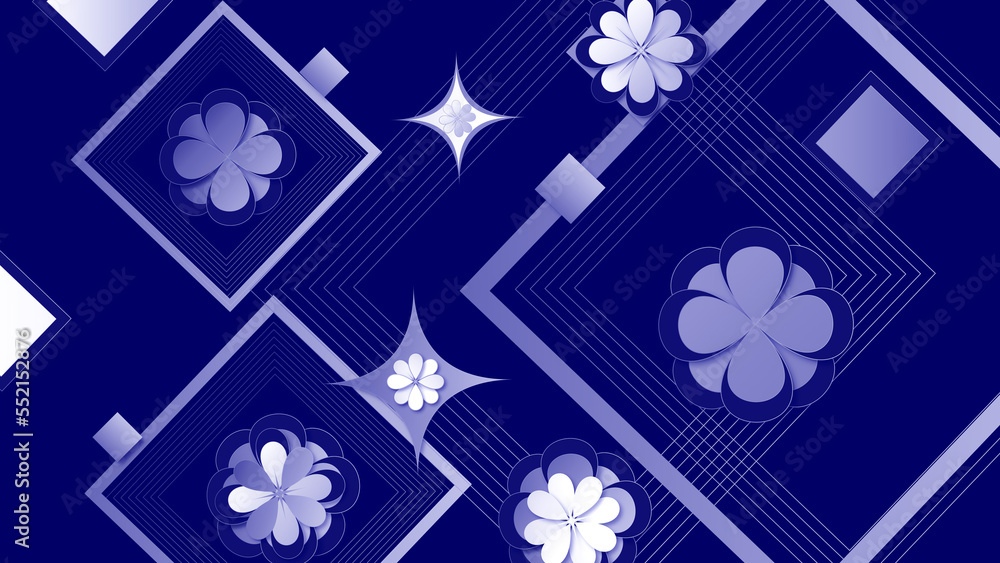 abstract background with silvery blue floral squares and lines abstract background with silvery blue floral squares and lines
