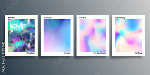 Set s colorful gradient posters with a motivational quote. Vector illustration.