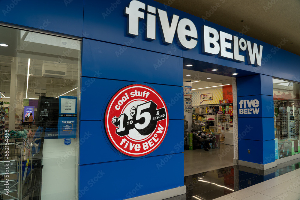 Buffalo NY USA August 24 2022 A Five Below Store In A Shopping Buffalo NY USA August 24 2022 A Five Below Store In A Shopping