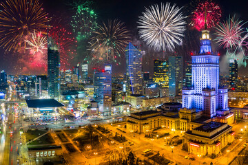 New Year fireworks display in Warsaw, Poland