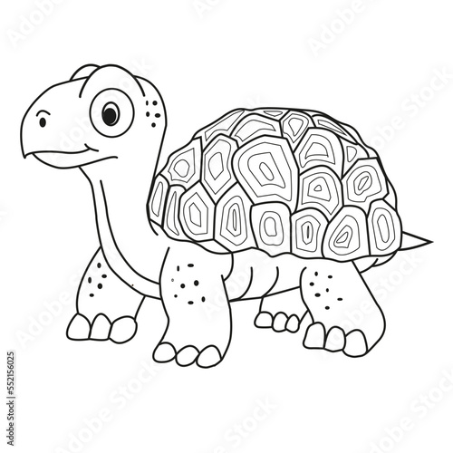 Black and white cartoon turtle. Coloring book for children. Sea turtle sketch. Turtle vector illustration