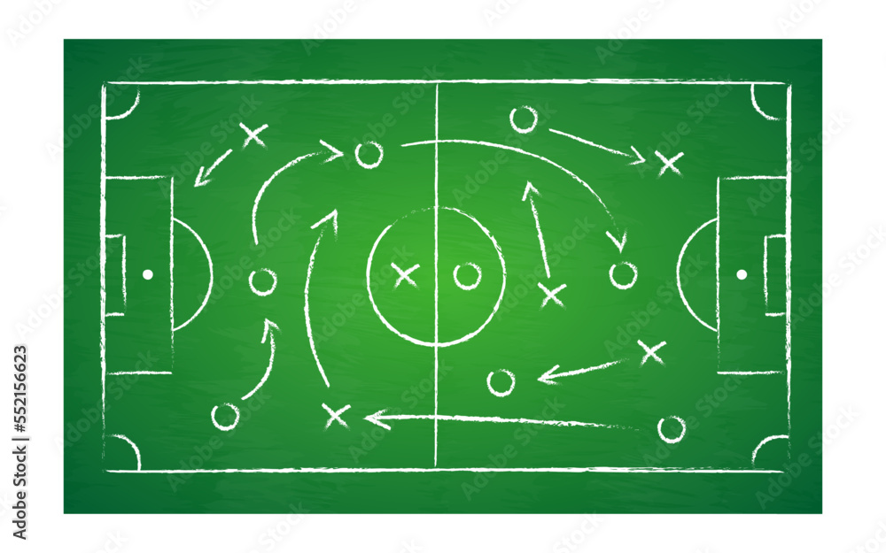 Soccer strategy field on green chalkboard vector illustration 10 eps Soccer strategy field on green chalkboard vector illustration 10 eps