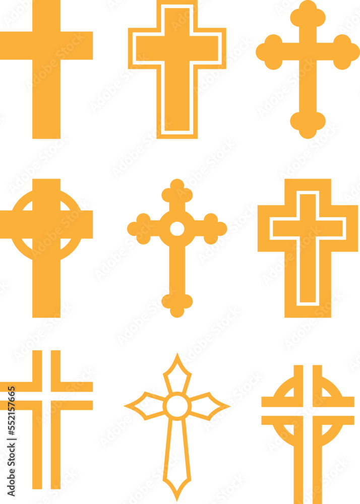 Obraz premium Cross vector graphics in 9 different styles.
