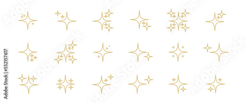 Collection of different gold sparkles icons.