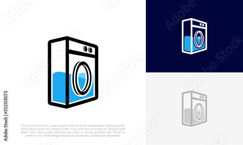 laundy, washing machine logo design vector