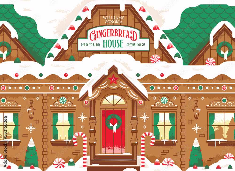Merry Christmas Tree Happy New Year Celebration Santa Claus Gift Icons Pattern Snowman Postcard Website illustration
