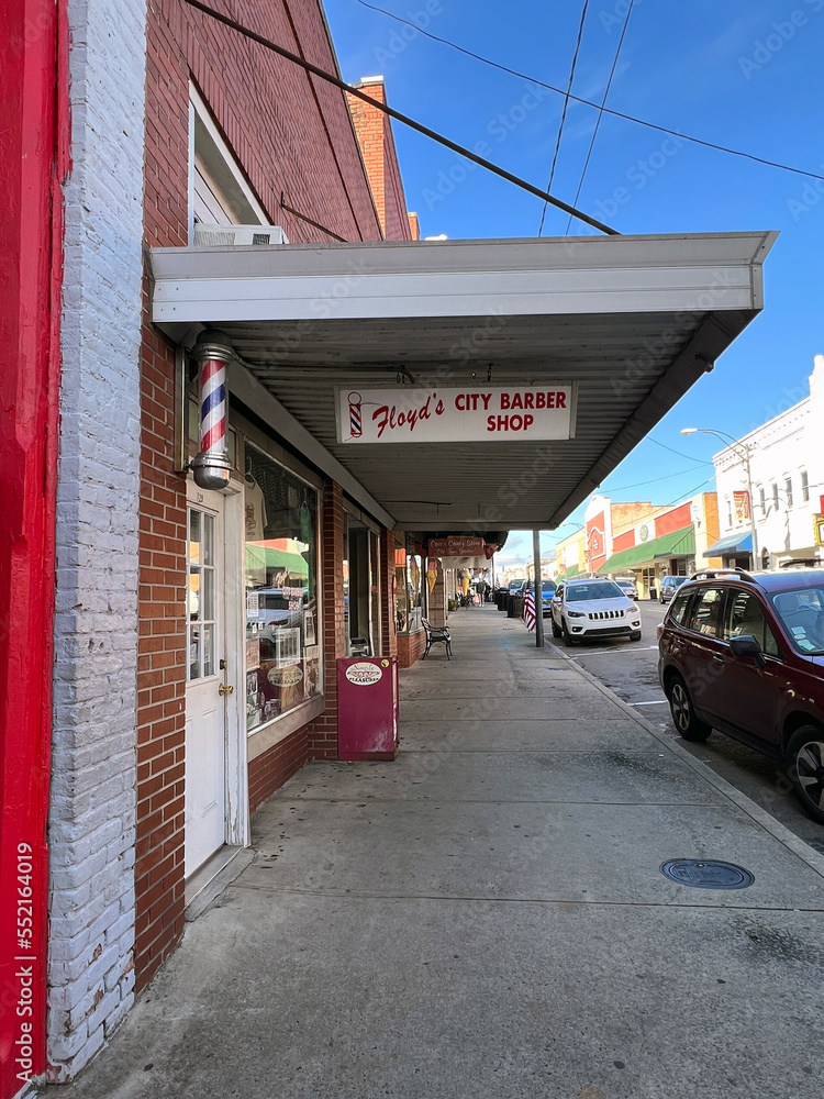 Street scene in Mt. Airy, North Carolina USA, birthplace of Andy 