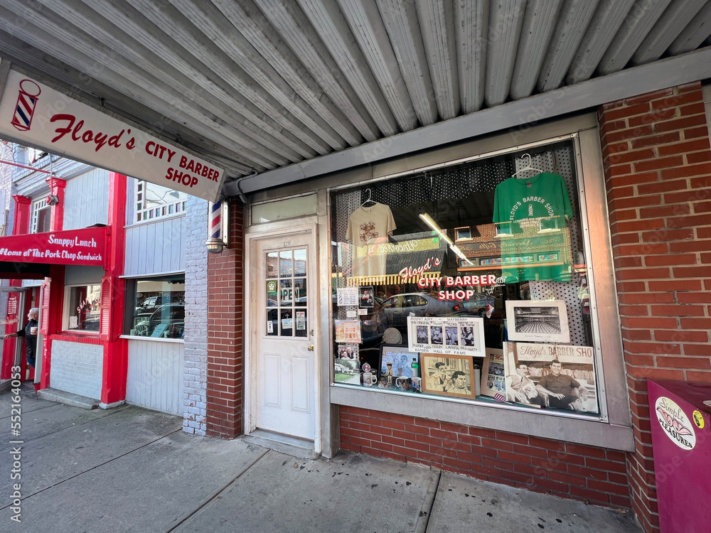 Street scene in Mt. Airy, North Carolina USA, birthplace of Andy 