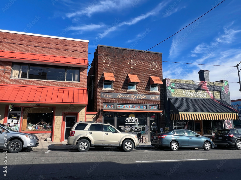 Street scene in Mt. Airy, North Carolina USA, birthplace of Andy 