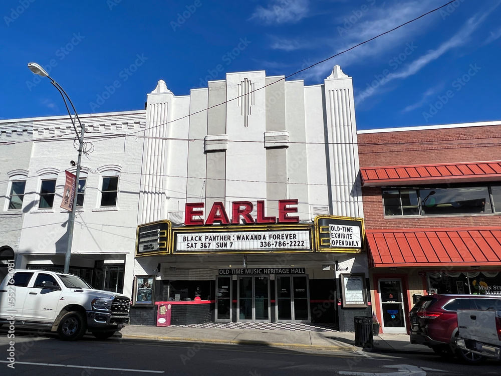 Street scene in Mt. Airy, North Carolina USA, birthplace of Andy 