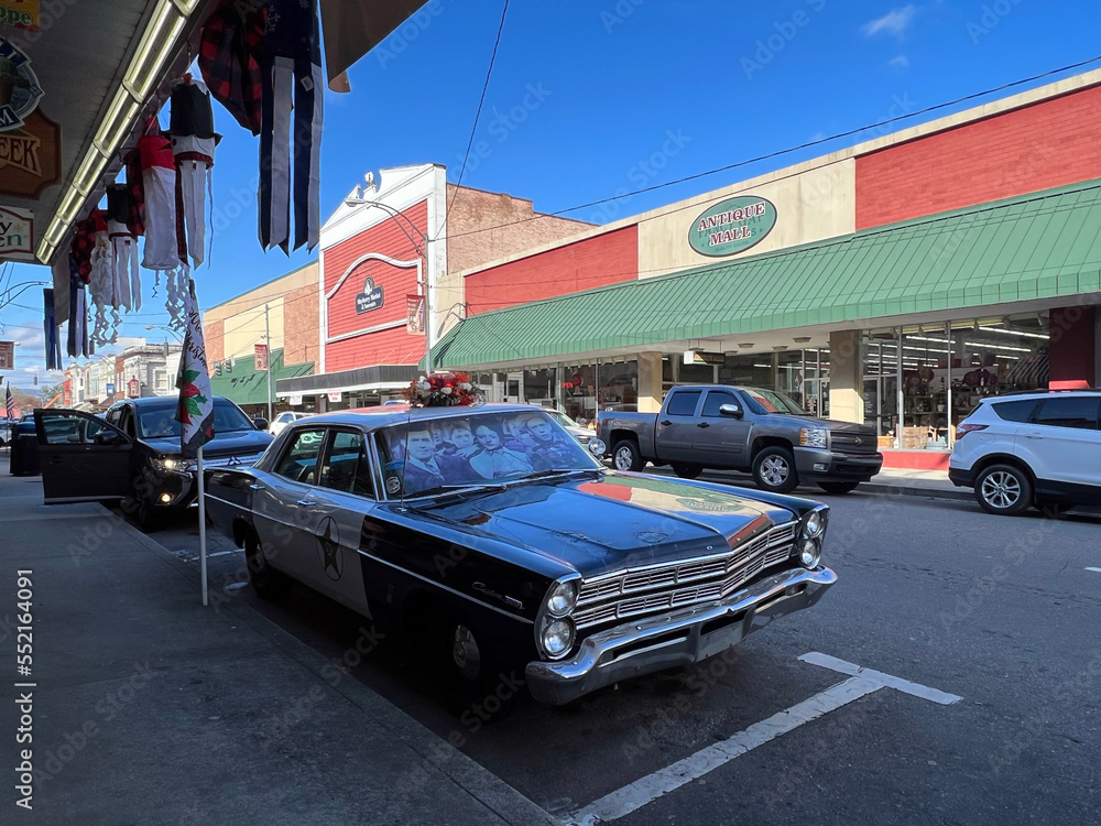 Street scene in Mt. Airy, North Carolina USA, birthplace of Andy 
